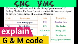 explain cnc g code &amp; m code || Most important code use in cnc machine || vmc operating