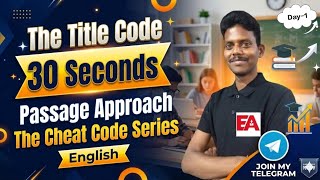 Day - 1 || Reading Comprehension Trick || "The Cheat Code Series" 