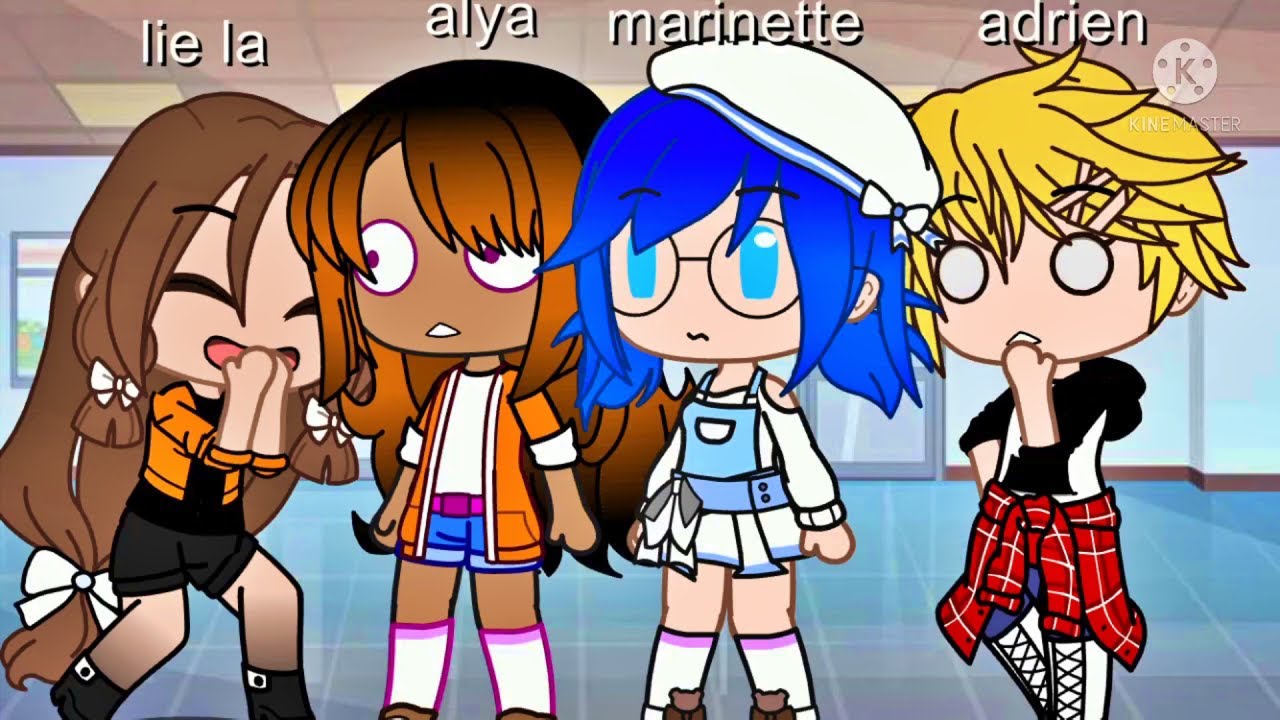 Gacha Life  Elly the psycho (the one smiling) cat the killer (the cat) and  addy the gang leader where starring at you what do you do