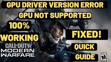 Call Of Duty Modern Warfare GPU Not Supported FIXED| GPU Driver VERSION ERROR FIXED|100% WORKING