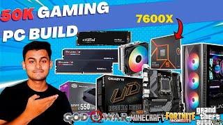 RYZEN 5 7600X PC BUILD INDIA?| BEST GAMING PC BUILD UNDER 50000