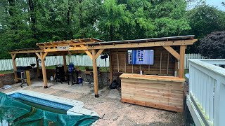 Backyard Bar and Grill build Pt6! Tv is up!