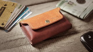 Making a Leather Wallet That Stores 18 Cards at Once. - Compact & Plump. ll ASMR