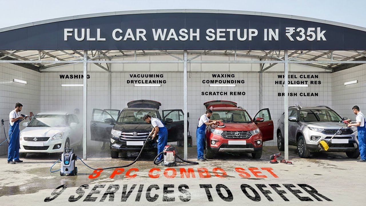 Low Budget Car Wash Setup ₹35K | Perfect for Beginners | 9 Services from 1 Combo | DIY J&K X JPT