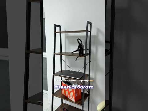 Стелаж металевий Bonro B-111 в стилі лофт для дому та офісу / Етажерка підлогова висока з дерев'яними полицями, видео 2