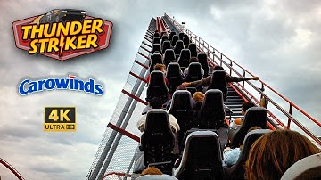 Thunder Striker Back Row 4K POV (Formerly Intimidator) B&M Hyper Roller Coaster Carowinds NC