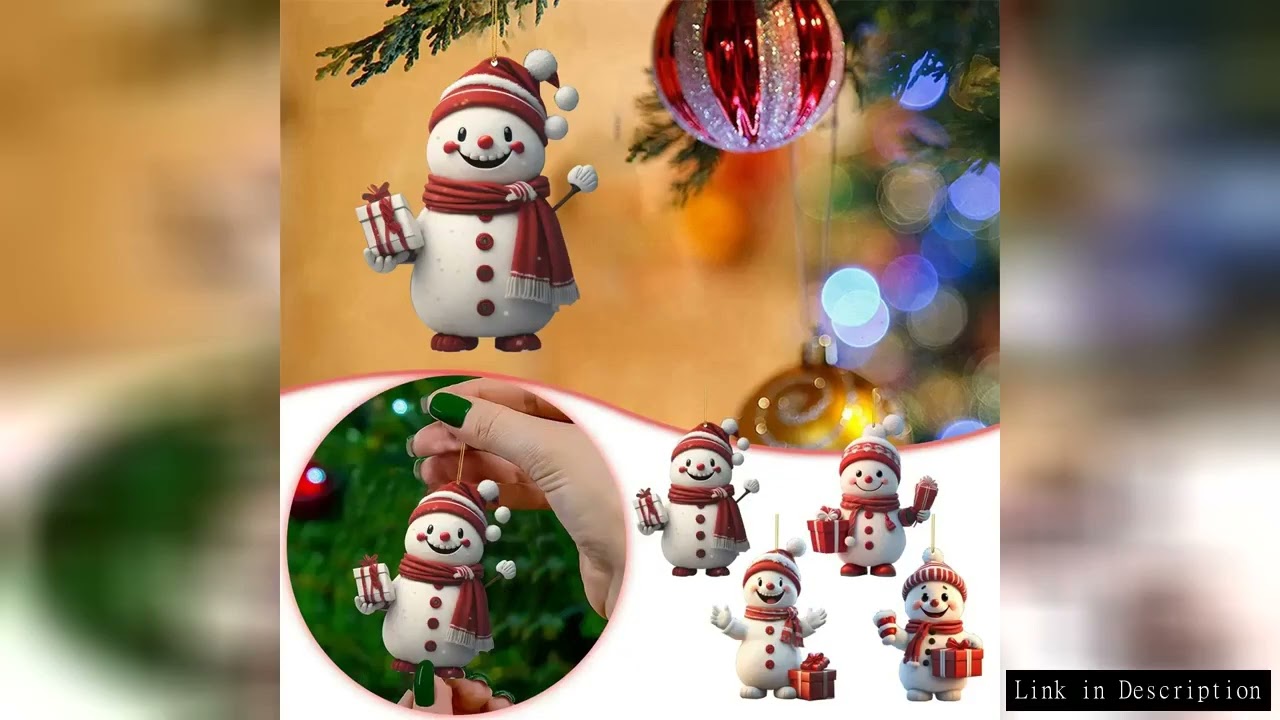 Cartoon Christmas Snowman With Gift Box Car Hanging Home Xmas Tree Pendant Christmas Decoration Home