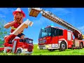 Çocuklar için oyuncaklar ve gerçek bir İtfaiye Aracı ve İtfaiye İstasyonu - Fire Truck Stories