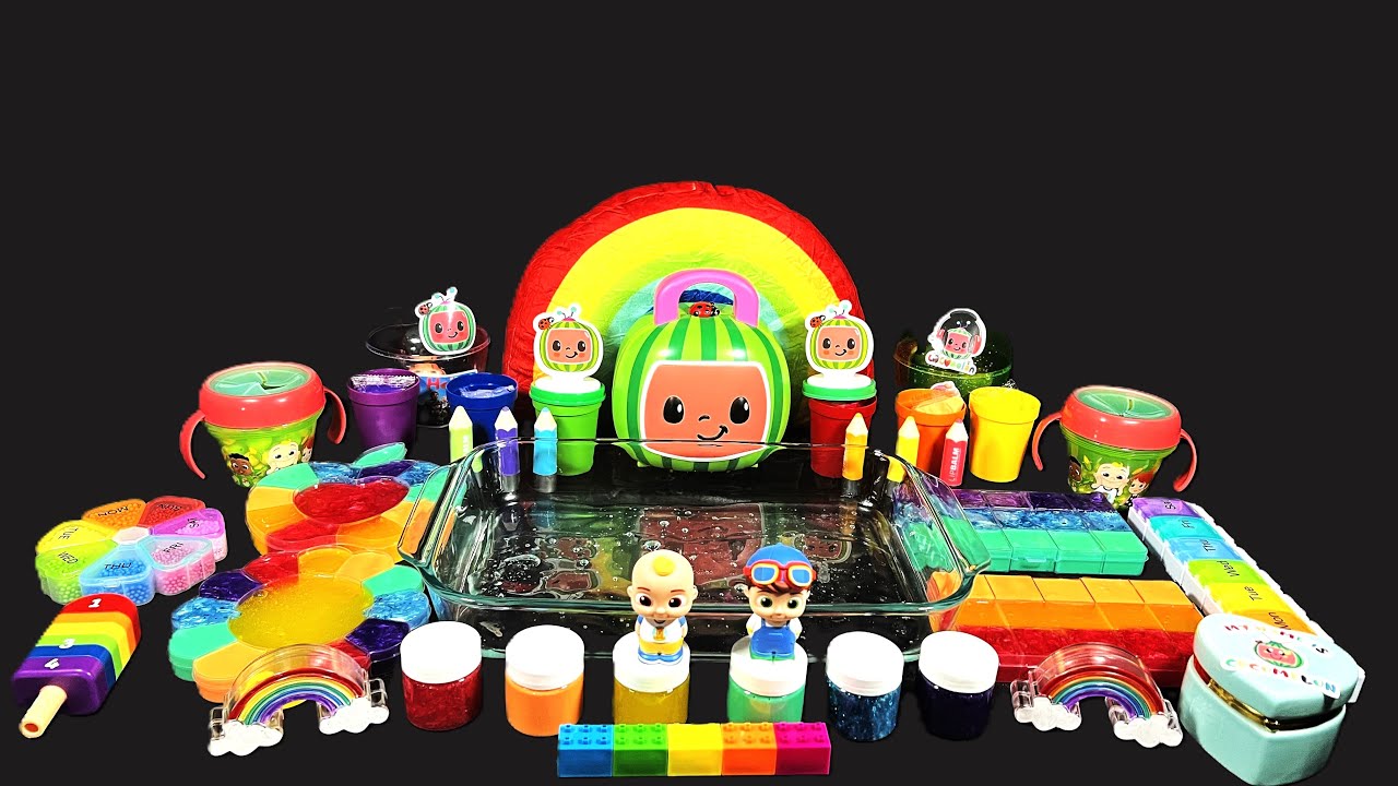 Cocomelon Slime Mixing Rainbow Colors Into Slime #satisfying - YouTube