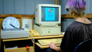 Angry Man's Vintage Beige Computer Office Destruction