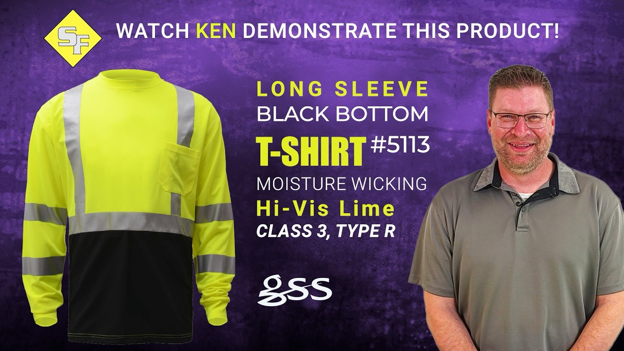 GSS Class 3 Hi Vis Lime Black Bottom Long Sleeve Moisture Wicking