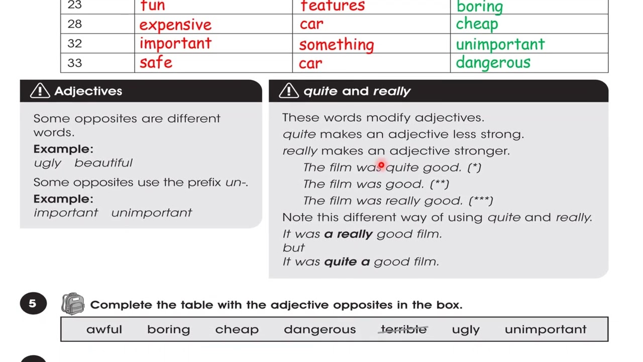 حل صفحة 9 نشاط انكليزي ثالث متوسط  really و quite