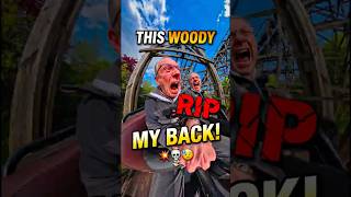 My spine LEFT the chat! 😁🩻 Barely survived Loup Garou Wooden Roller Coaster #shorts #walibi