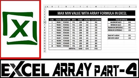 Part- 04 | Ms Excel Array Formula Series In Hindi | Max Min Value With Array