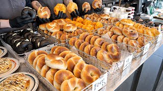 Popular And Yummy!! 12 Kinds of Handmade Bagels Making  Korean Street Food