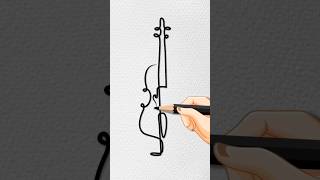 How to draw a Violin 🎻🎻🎻 with one line! #howto #lineart #drawing #shorts #fyp #fypシ
