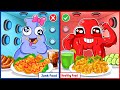 1000 mystery buttons challenge  alphabet lore mukbang healthy food vs junk food  cartoon animation