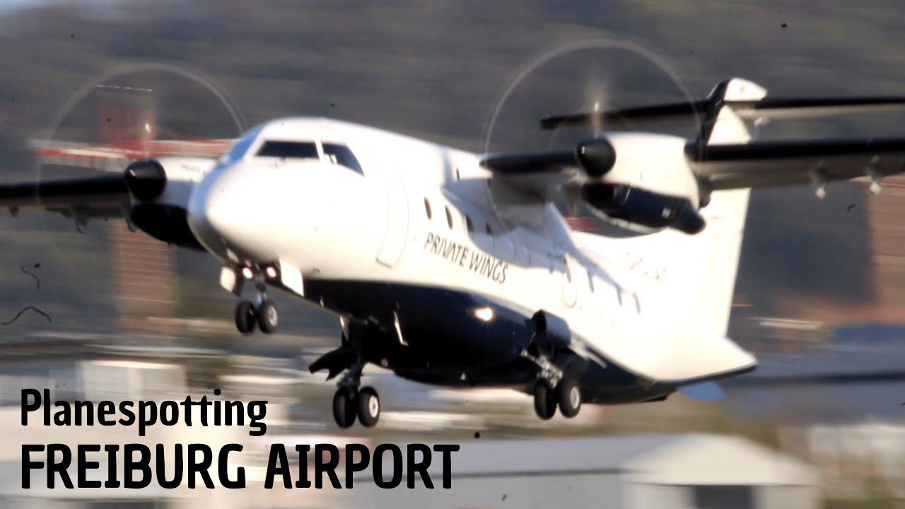 Planespotting Freiburg Airport | RW 16 - 34 | Take off - Landing 4K