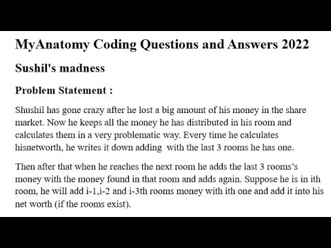 MyAnatomy Python Coding Question *Shushils Madness* & Answer 2022 #MyAnatomy #python #coding