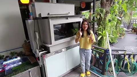 กัลป์ ทนายความ - งานระบบ Overflow อ่างไฟเบอร์ 48 30 30 กรองบนน้ำตก วางบนขาสแตนเลส ระดับสายตามอง :)