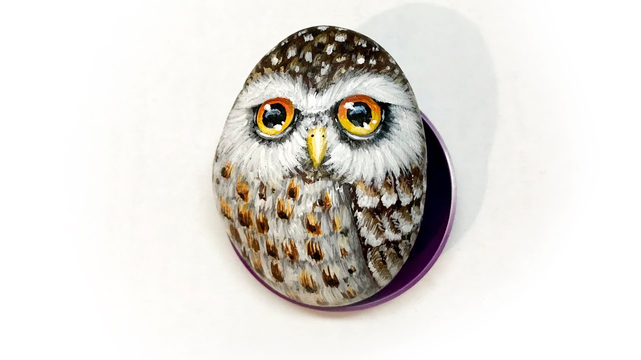 How to Paint a Little Owl on a Stone | Rock Painting Tutorial
