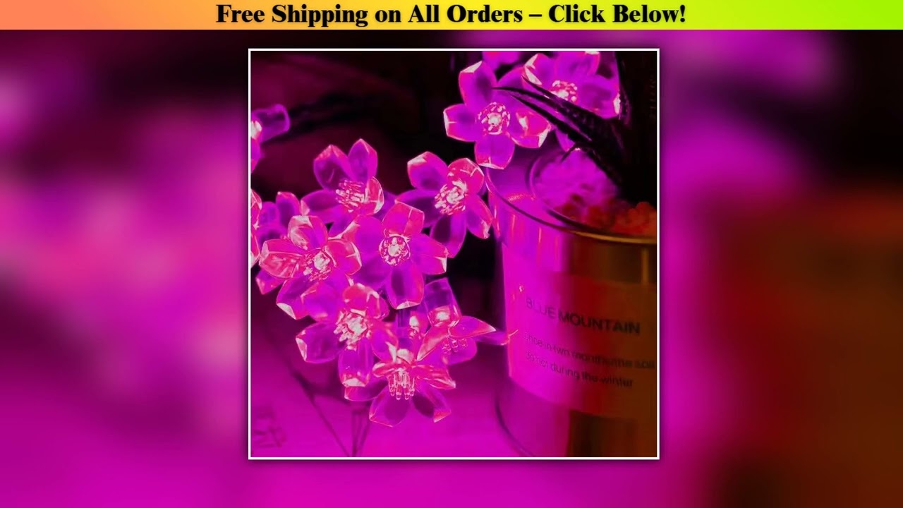 Solar Cherry Garden Blossom Flower Lights Garlands String Lights Solar Outdoor Waterproof