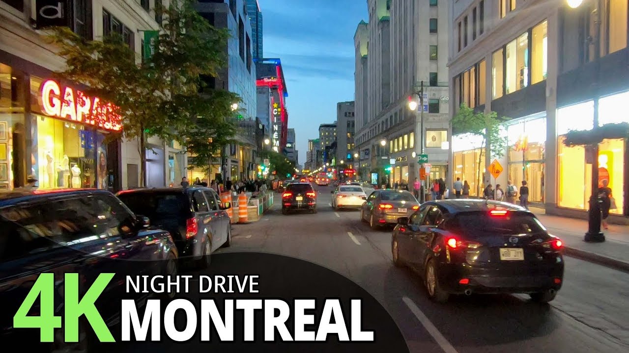 Montreal 4K60fps- Night Drive - Quebec, Canada
