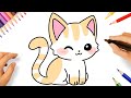 How to draw a cute kawaii cat easy step by step 