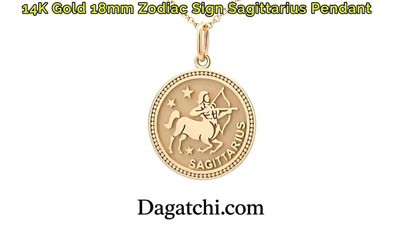 14K Gold Zodiac Sign Sagittarius Pendant – Free & Fearless (18mm)