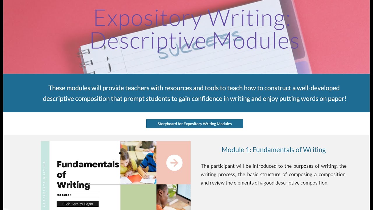 Accelerate Writing: Expository Descriptive Writing Module 1 - YouTube