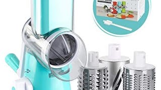 Cambom Rotary Cheese Grater Round Mandoline Slicer with 3 Interchangeable  Blades, Manual Vegetable Food Shredder with Strong Suction Base by Cambom