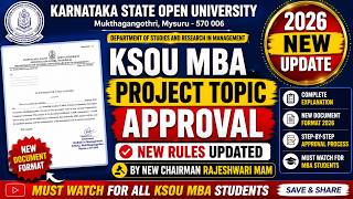 KSOU MBA Project Topic Approval 2026 | Internal Guide, External Guide & Complete Approval Process