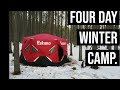 4 day winter camping in our fishing hut in  -20 .