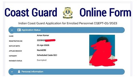 Indian Coast Guard Online Form 2022 For Navik GD DB And Tantrik Post | Coast Guard Navik GD DB Form