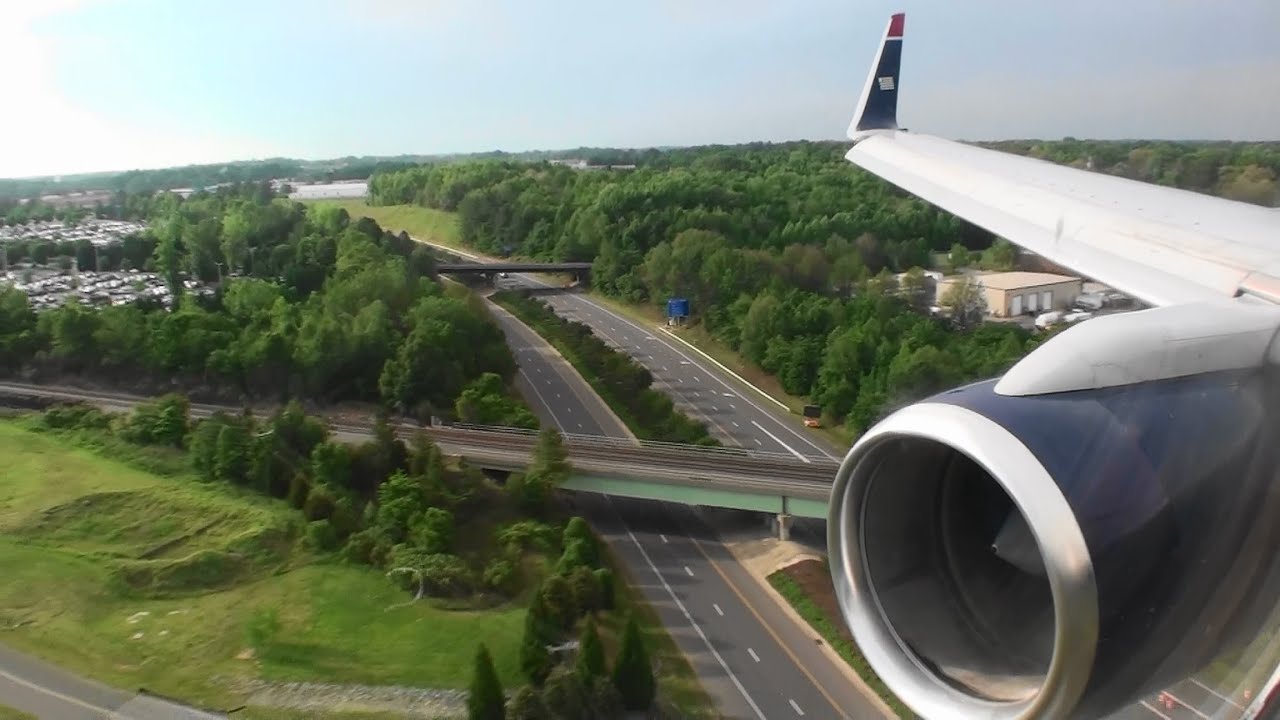 Fantastic Crosswind HD 757 Landing in Charlotte!!! us airways sully