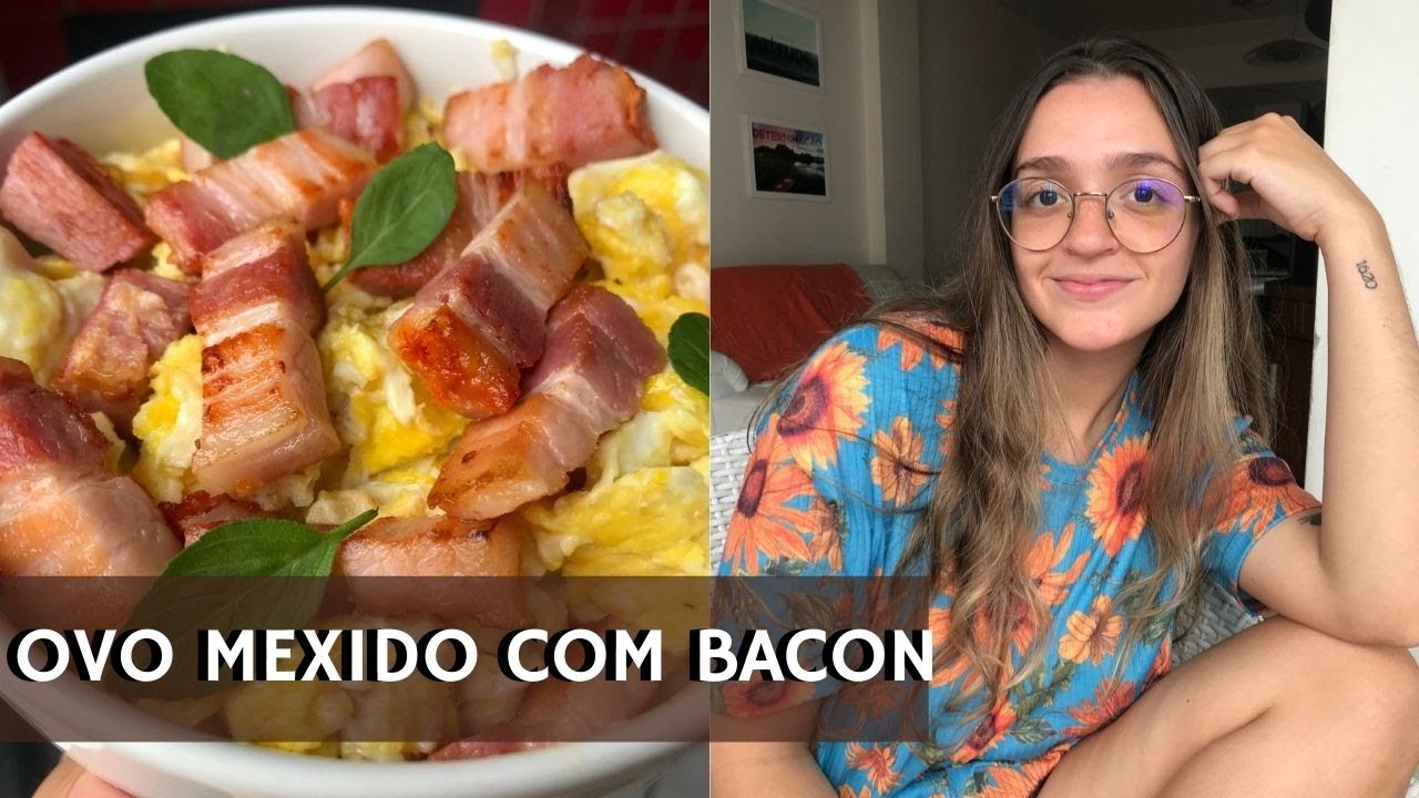 Comida de kawaii dos desenhos animados - bacon e ovos mexidos