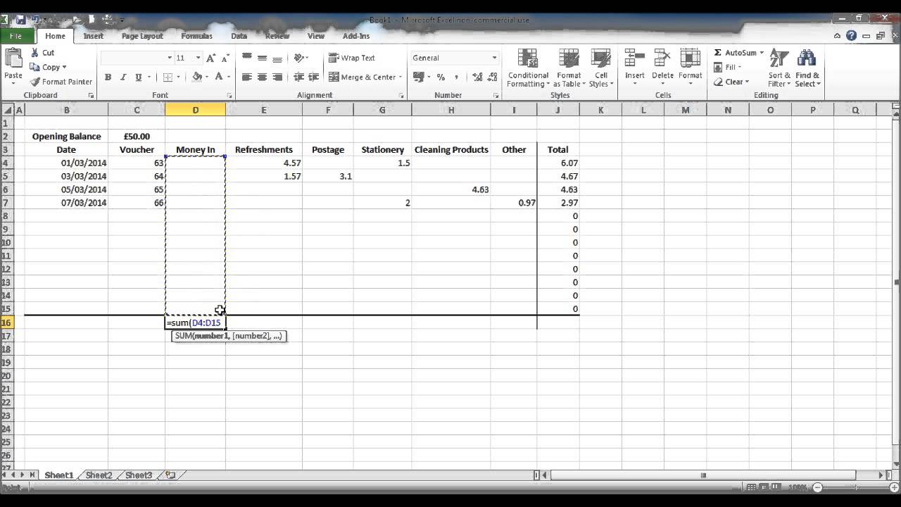 how to create a petty cash spread sheet using excel part 3 youtube trading p&l and balance format tally