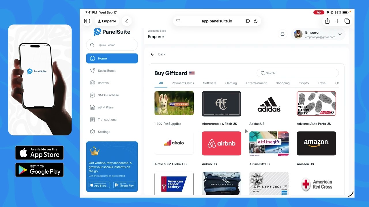 PanelSuite - Giftcards Service (How to use)
