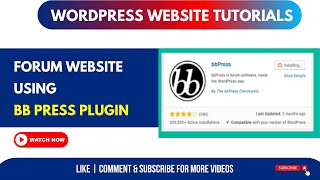 BB Press Forum WordPress Plugin | How to make a forum website in wordpress