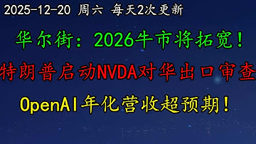 美股 挖掘50%波段利润！华尔街：2026牛市将拓宽！特朗普启动NVDA对华出口审查！OpenAI营收超预期！CRWV抄底吗？CRCL、APP、ABBV、UBER、LLY、PYPL、META、RDDT