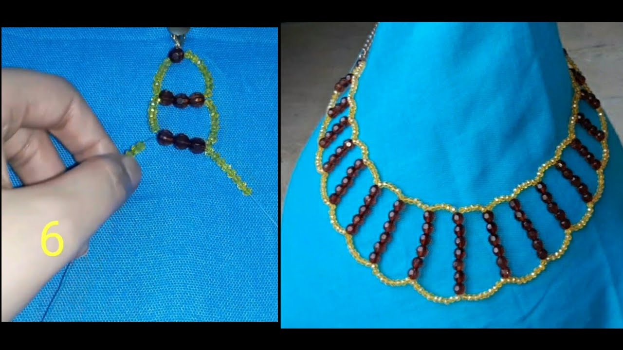 How to make easy & simple necklace at home. crystal beaded necklace