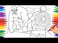 CAPTAIN AMERICA AND HULK - HOW TO DRAW THE AVENGERS CAPTAIN AMERICA VS HULK