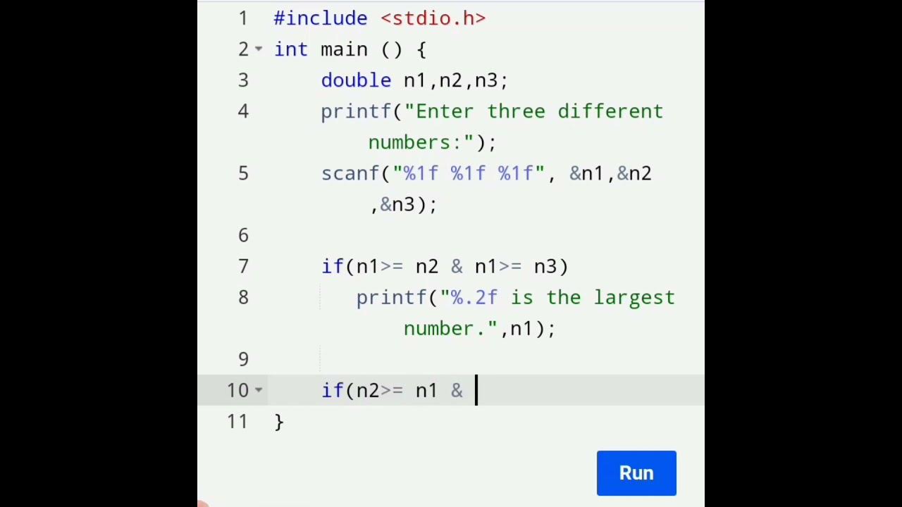 C Program to Find the Largest Number Among Three Numbers ⚡ #education # ...