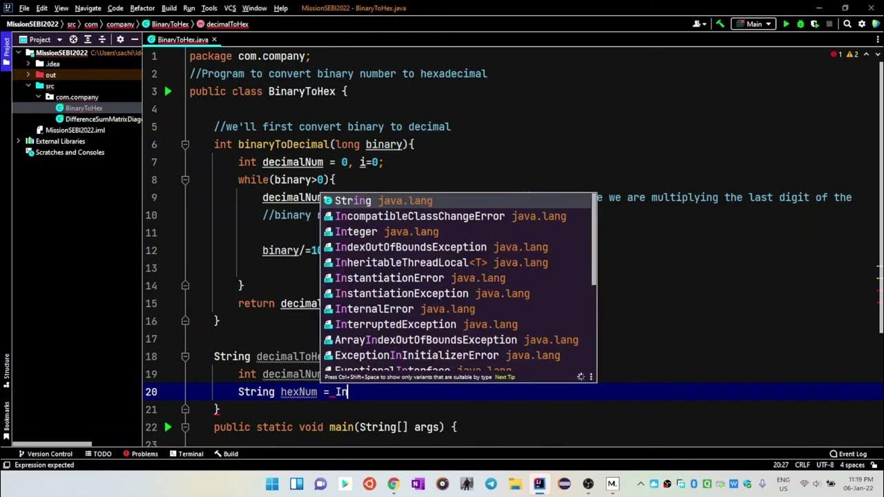 SEBI Coding Test Previous year Ques 2 Convert Binary to Hexadecimal ...