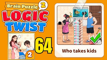 Brain puzzle 2 logic twist level 64 solution walkthrough ( who takes kids ) 