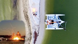 Camping on Deserted Everglades Sandbar in a Corsair 880 Trimaran