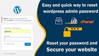 Reset wordpress admin password using phpmyadmin /cpanel . 3 different way to reset password
