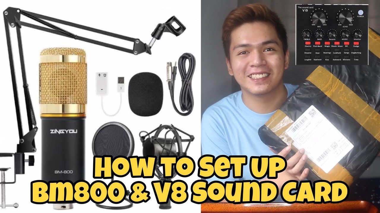How to Set Up BM 800 Condenser Mic and V8 Sound Card for Phone/Laptop