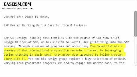 SAP Design Thinking Part A Case Solution & Analysis- Caseism.com