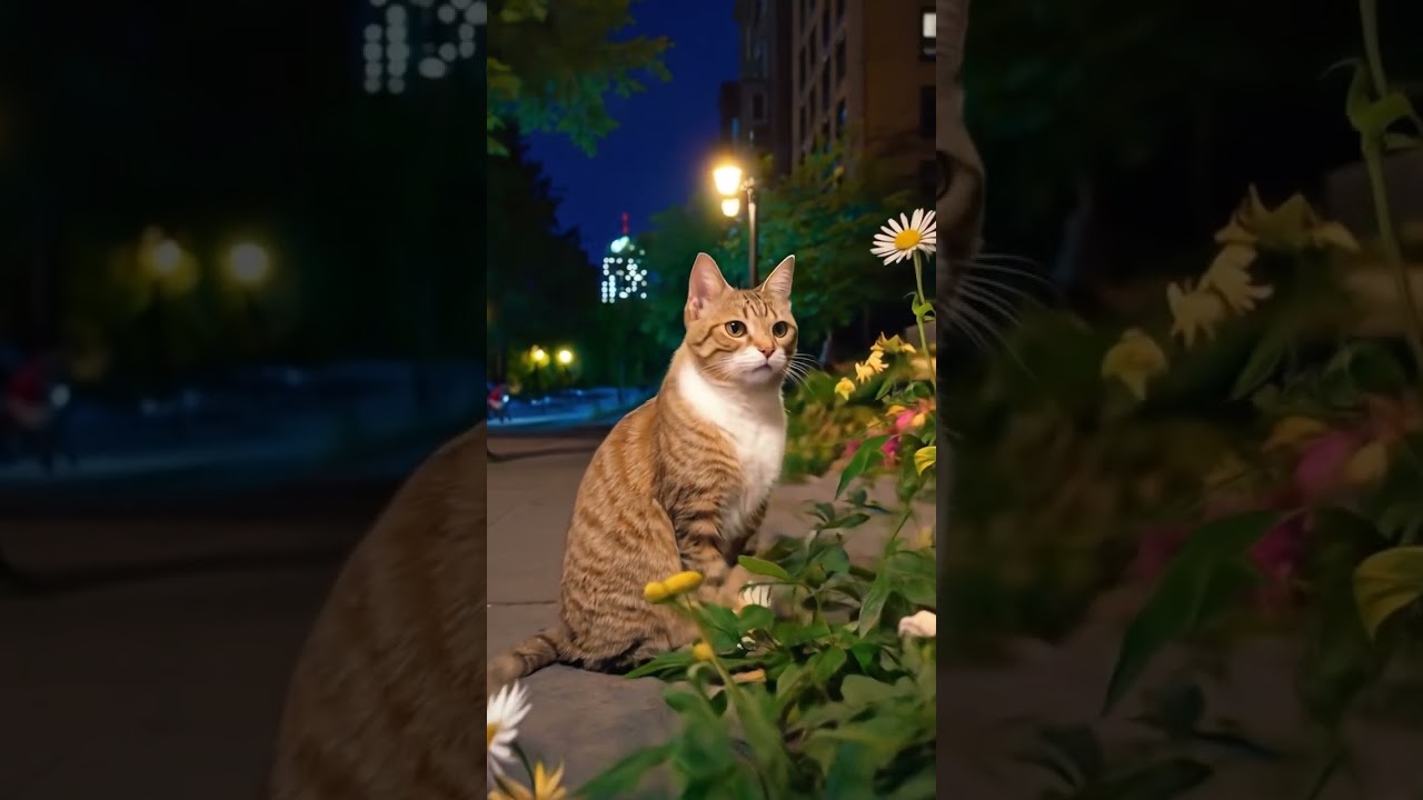 Kucing dan Lampu Kota: Momen Tenang di Malam Hari #videoshort #cat #imut #catshorts #cute